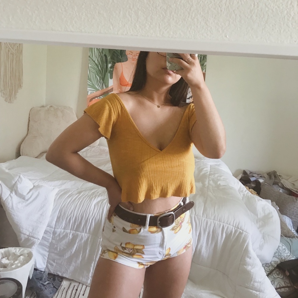 flowy yellow crop top